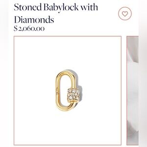 Marla Aaron Stoned Babylock with Diamonds & 16” Square Link Chain in Gold